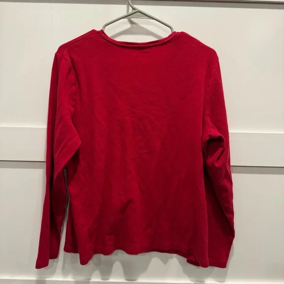 croft & barrow Women's Long Sleeve Red Tee - Picture 7 of 7